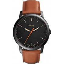 Fossil Men's Round Quartz Stainless Steel and Leather Three-Hand Watch