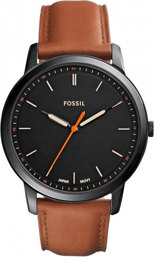 Fossil Men's Round Quartz Stainless Steel and Leather Three-Hand Watch
