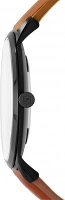 Fossil Men's Round Quartz Stainless Steel and Leather Three-Hand Watch